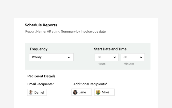 Schedule and generate customized reports | Zoho Billing