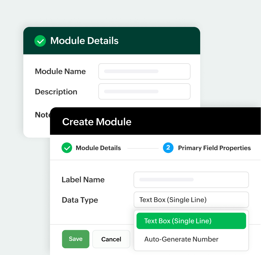 Preview of custom module creation | Zoho Billing