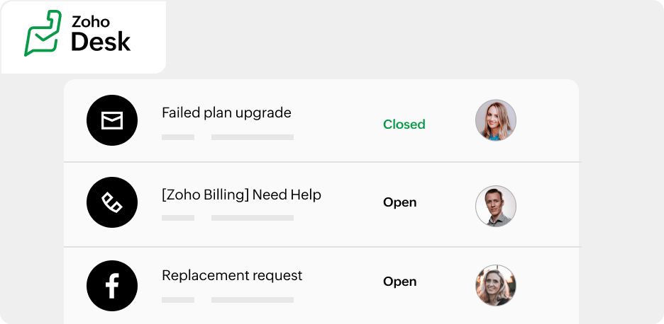 Customers reaching out to the support team through various social media channels. | Zoho Billing