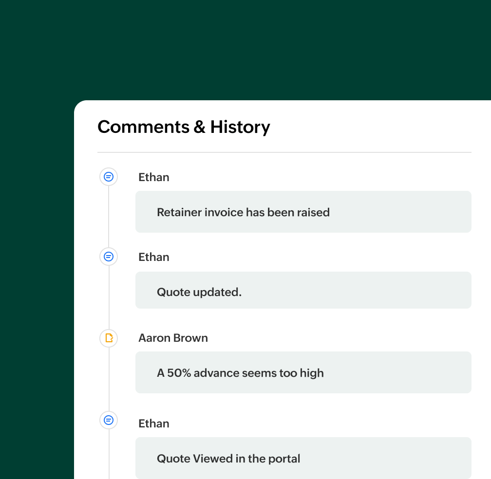  Comments and history of quote | Zoho Billing