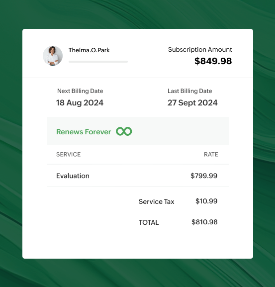 Product catalog designed to pitch both one-time offerings as well as recurring offerings | Zoho Billing