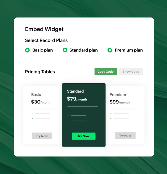 Visually appealing pricing table widget | Zoho Billing