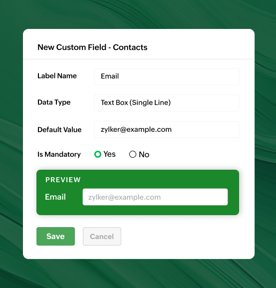 Add additional fields to collect specific information your business needs through custom fields | Zoho Billing