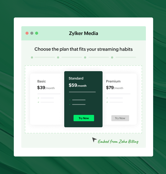 Embed pricing widgets | Zoho Billing