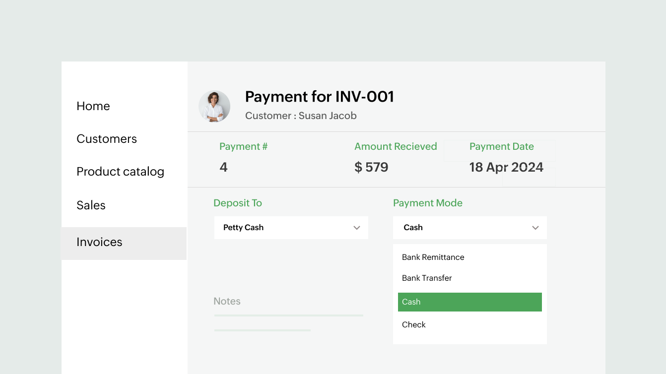 Image depicting how Zoho Billing helps manage offline billing process like payments | Zoho Billing 