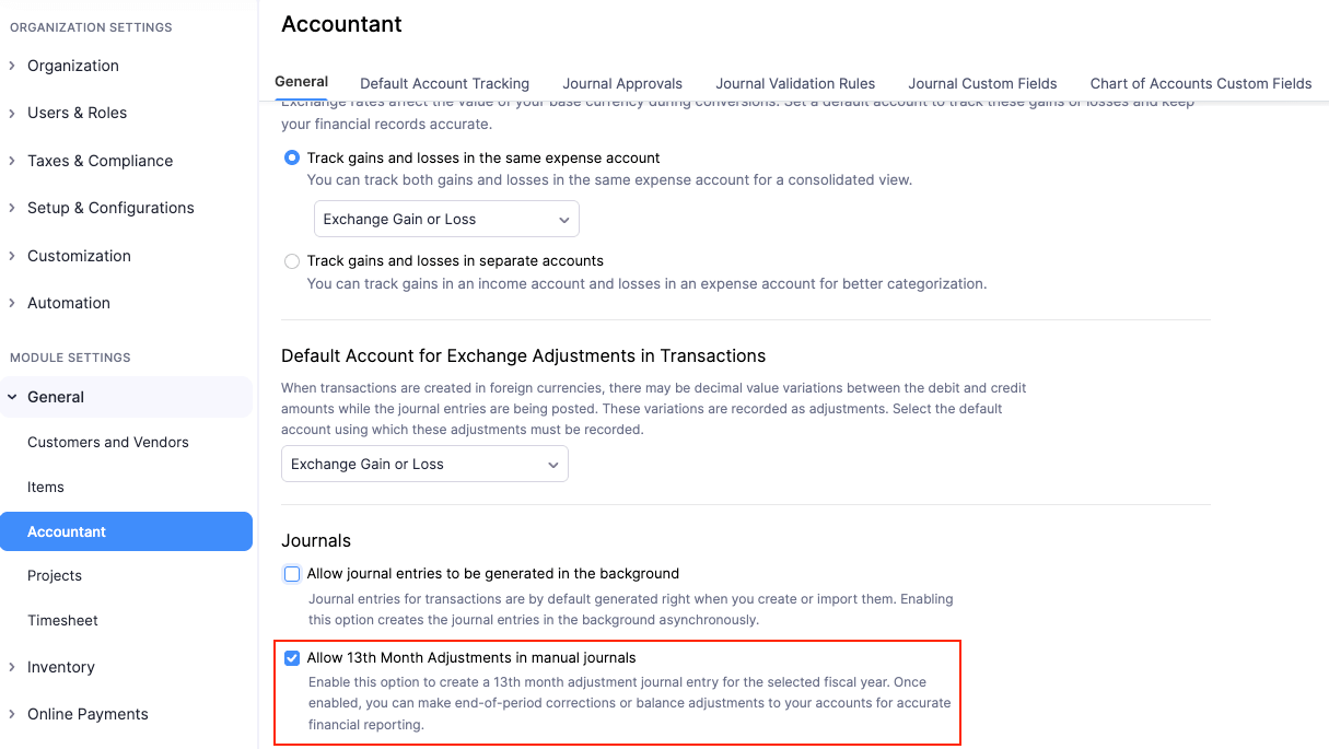 Enable Adjustment Journal