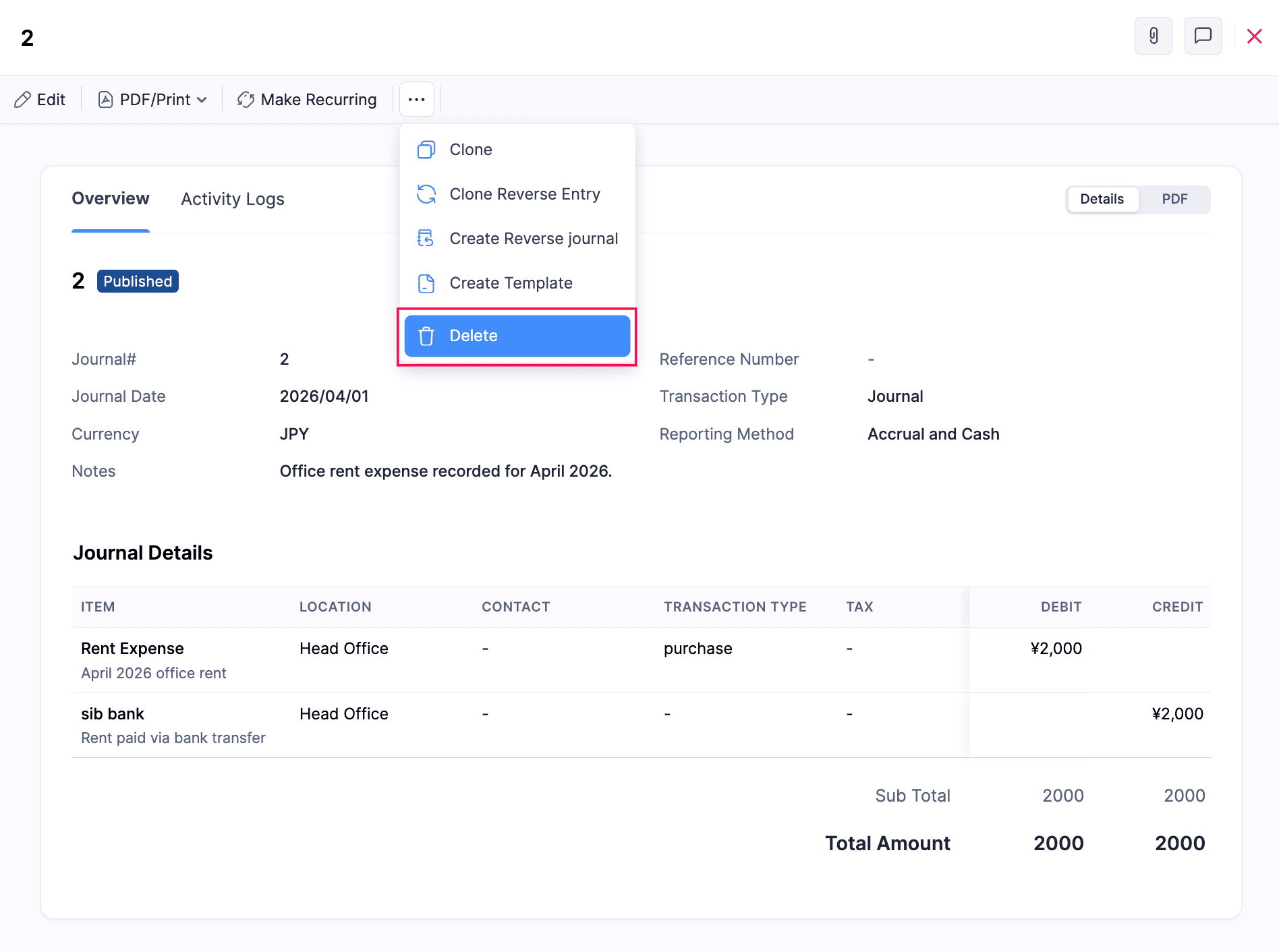 Delete Manual Journals