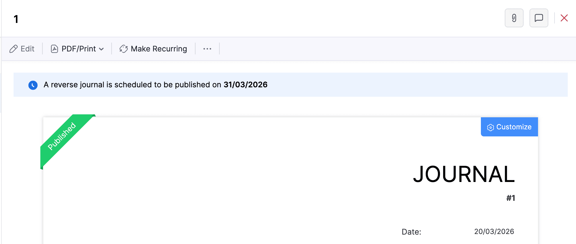 Scheduled Reverse Journal