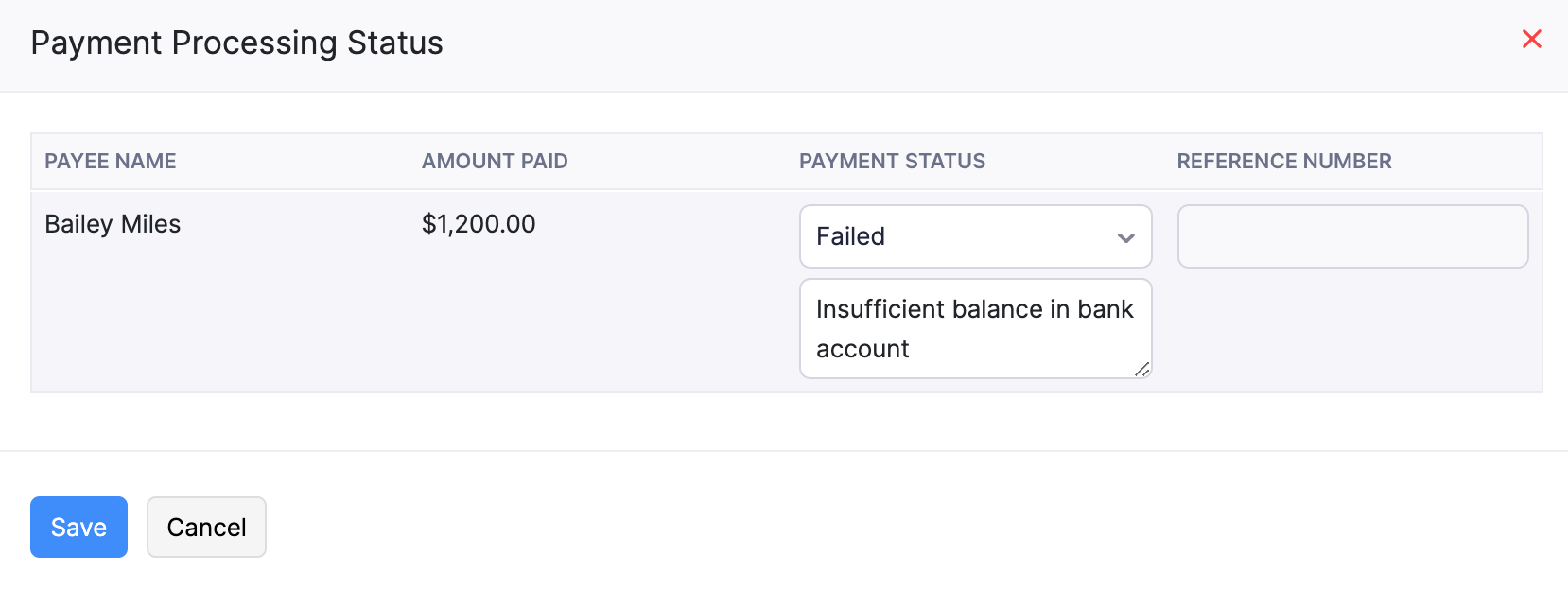 Select Failed as the Payment Status