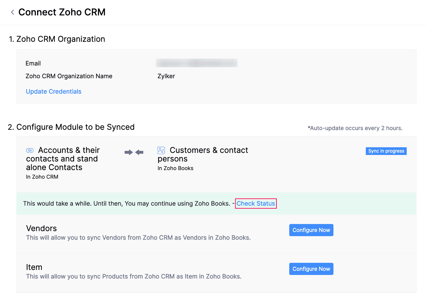 Customer Sync Status