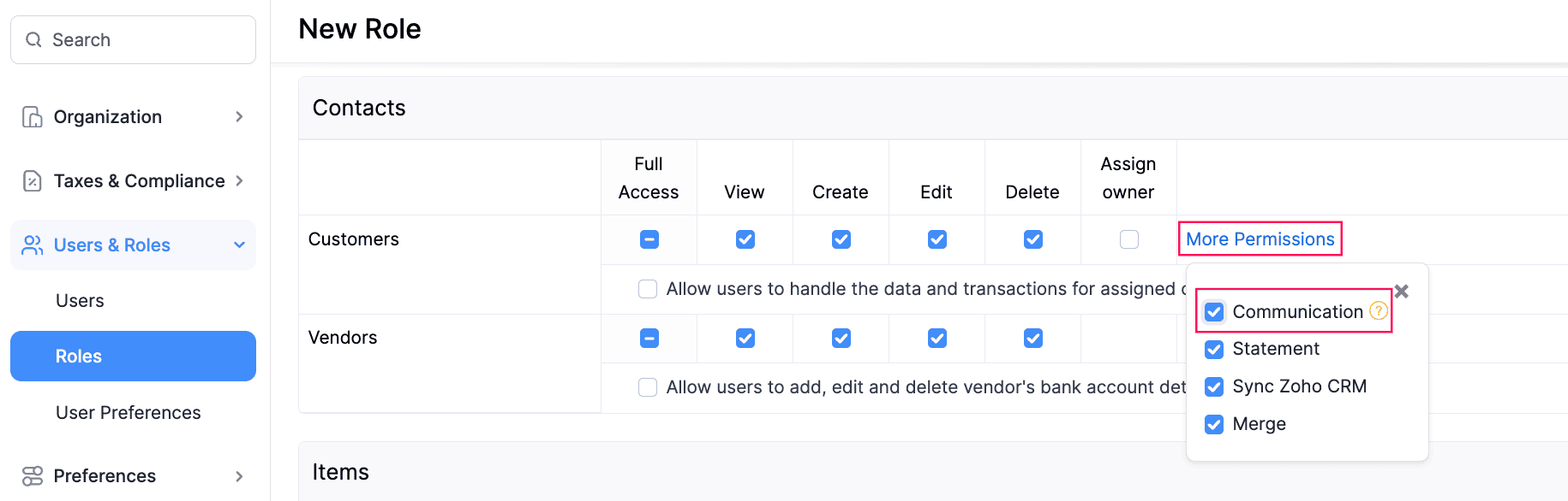 Customer Permissions