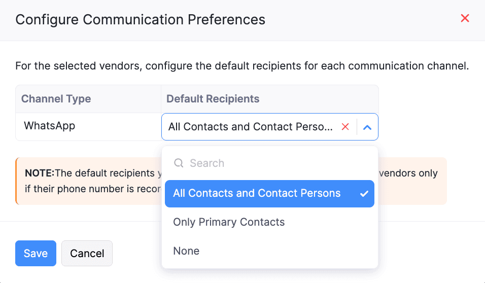 Configure Communication Preferences Pop-up