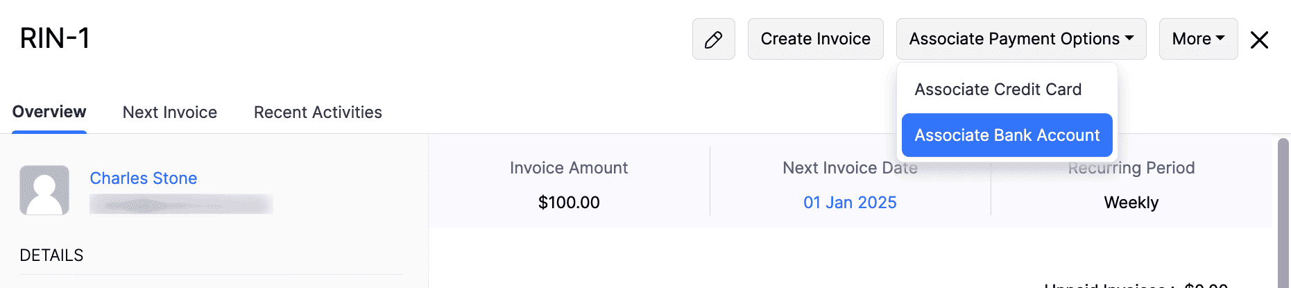 Associate Payment Option