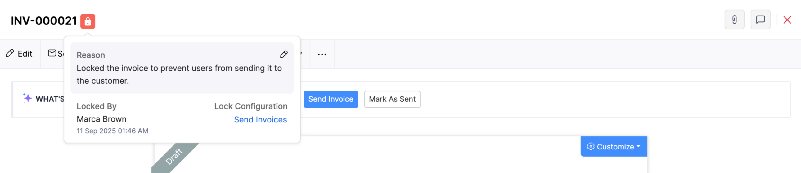The Details page of a record. Click View Details at the top of a locked record to know why a record was locked.