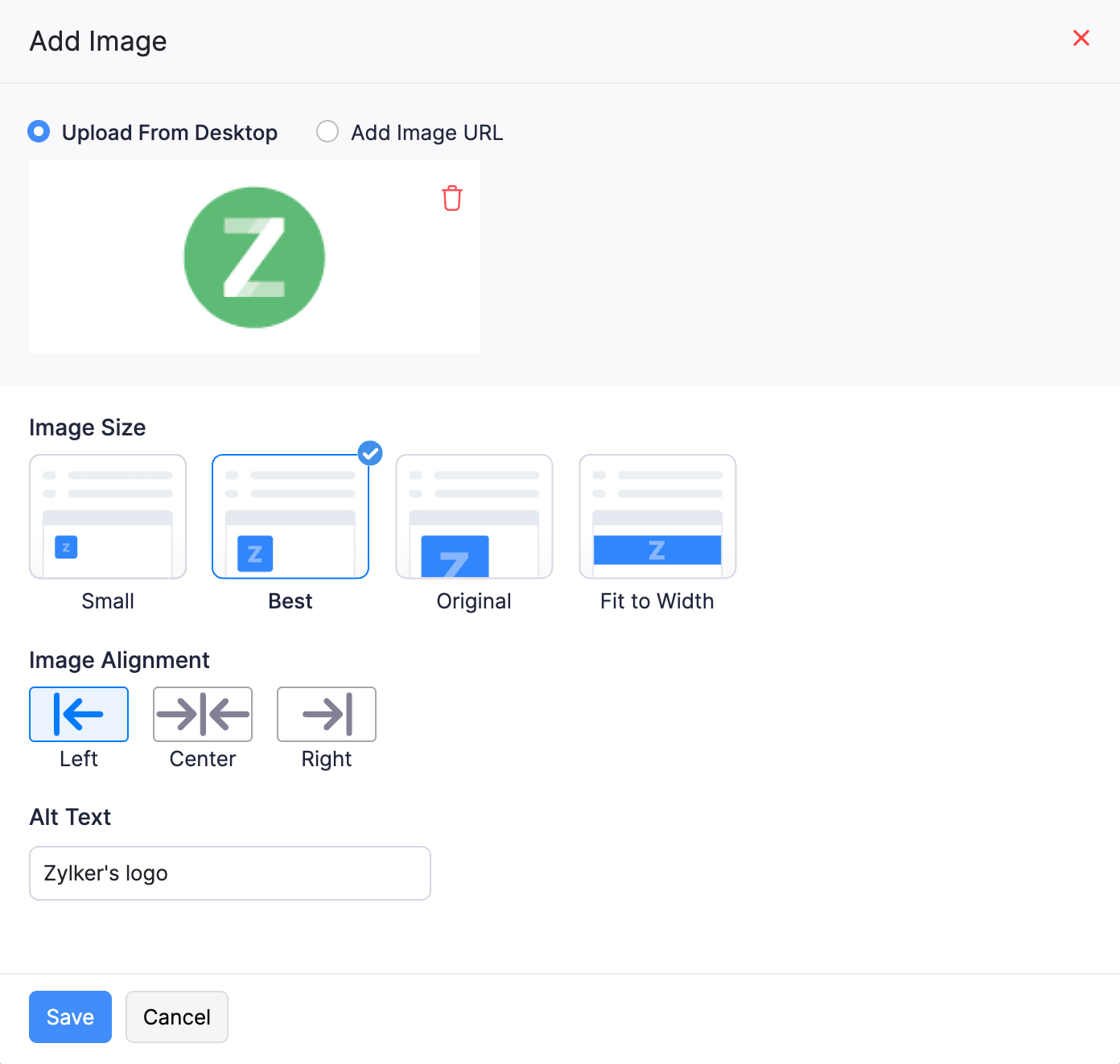 Add the required image and customize as per your needs