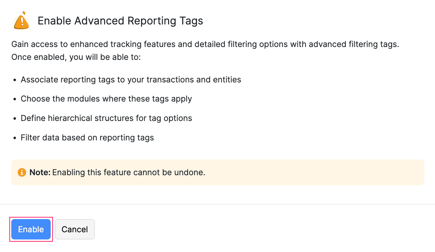 Enable Reporting Tag