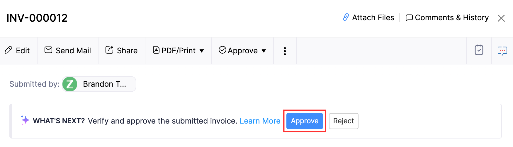 Click Approve to approve the transaction