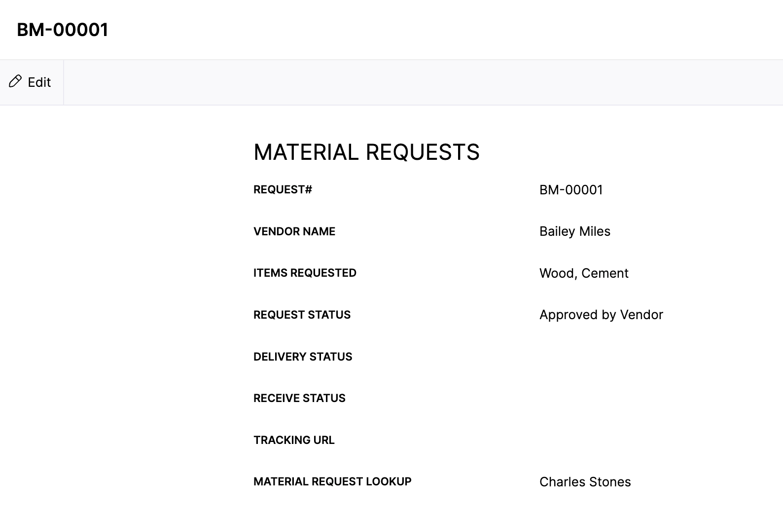 The Edit Record page of your customer's custom module. Update the required details and submit the record for approval.