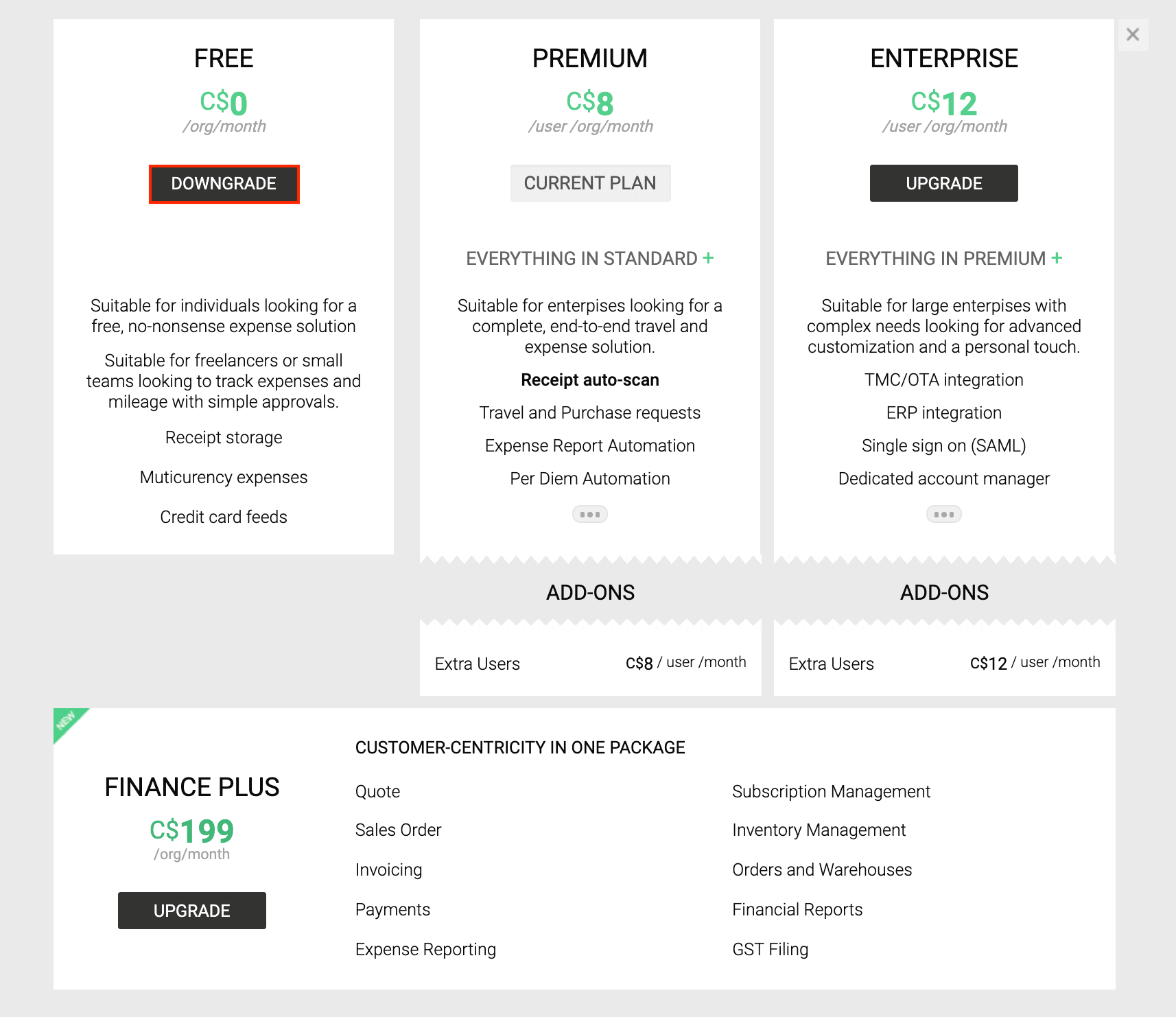 Downgrade Your Subscription