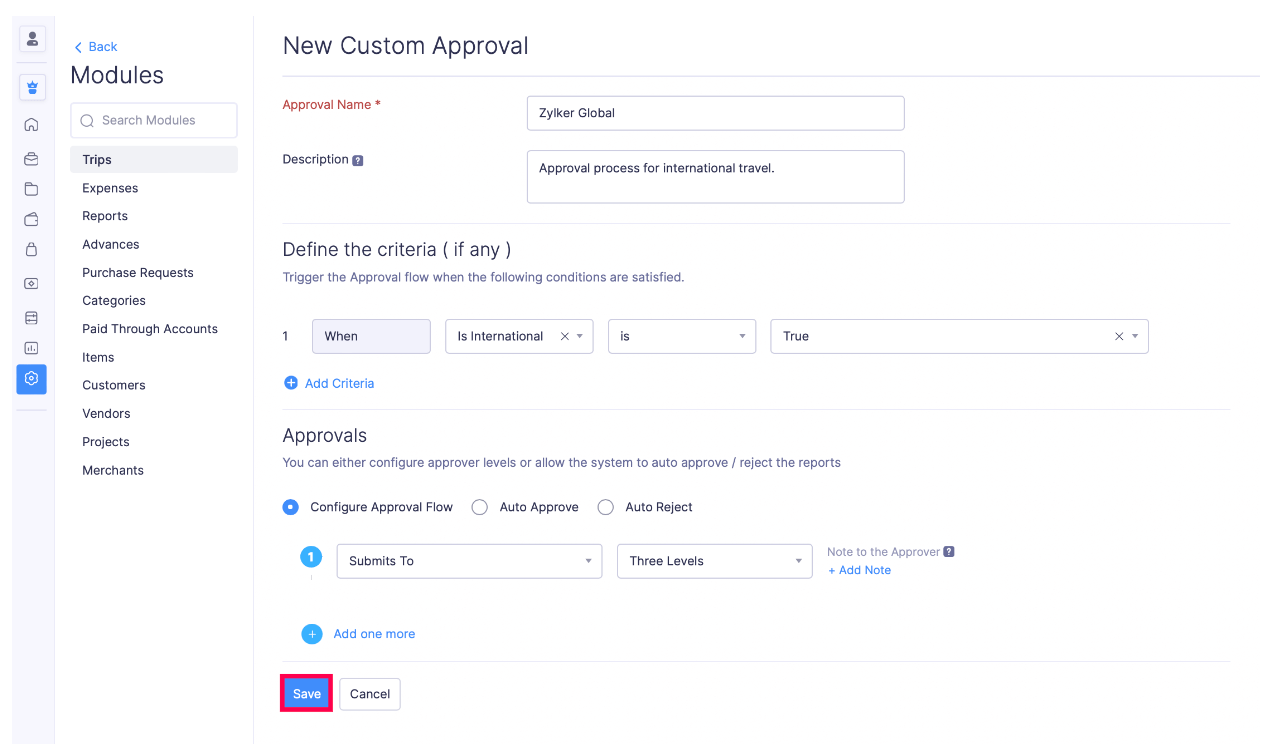 Configure Custom Approval