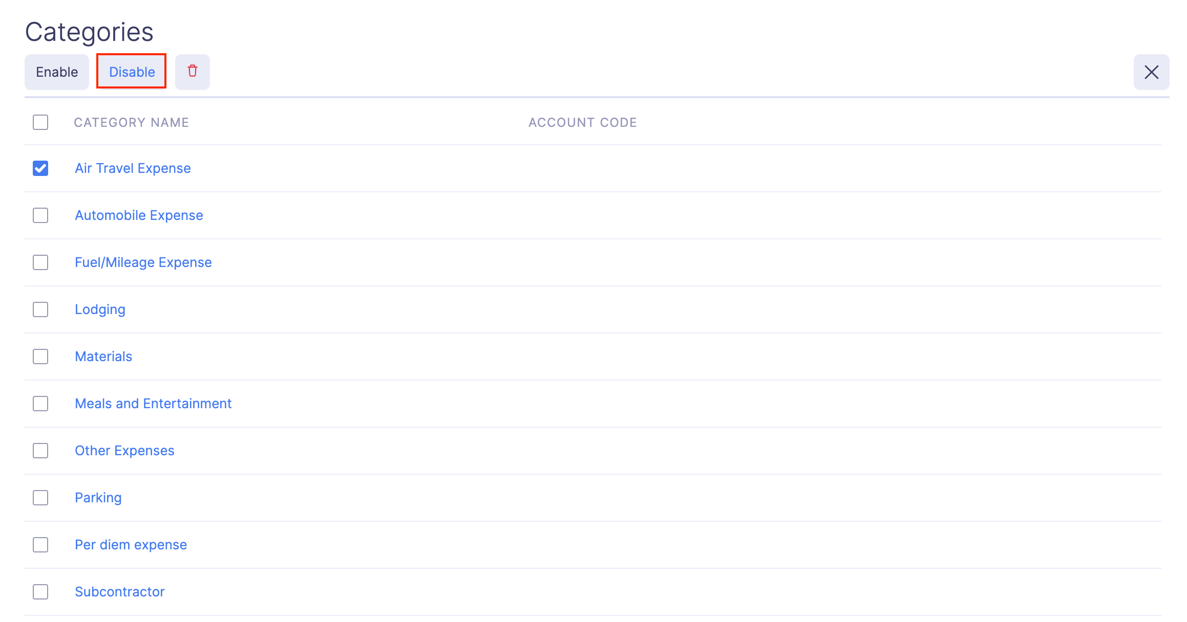 Mark a Category as Active or Inactive