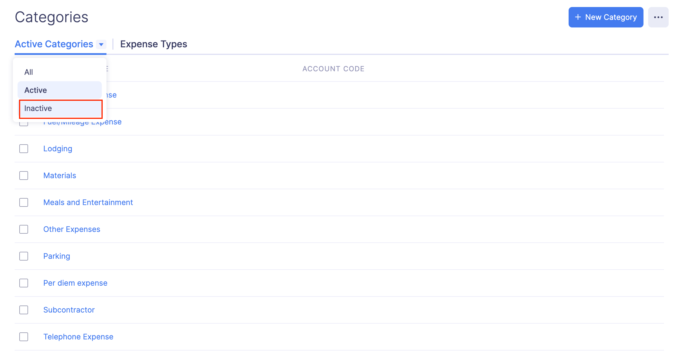 Mark a Category as Active or Inactive
