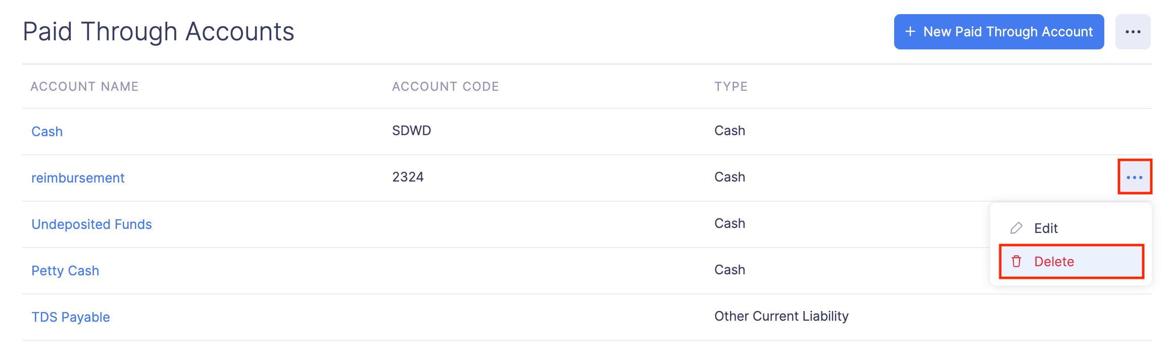 Delete Paid Through Account