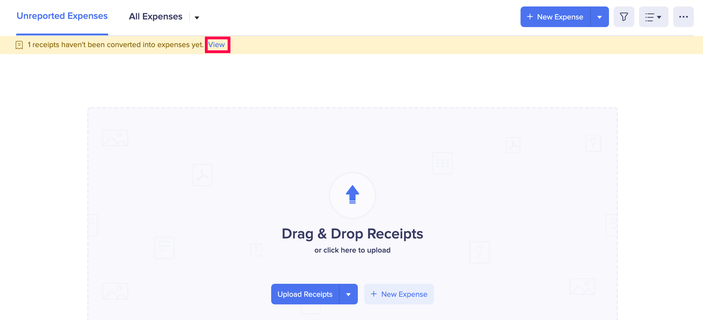 View Unexpenses Receipts