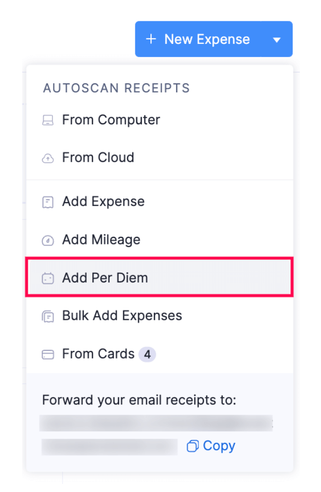 Add Per Diem Expense