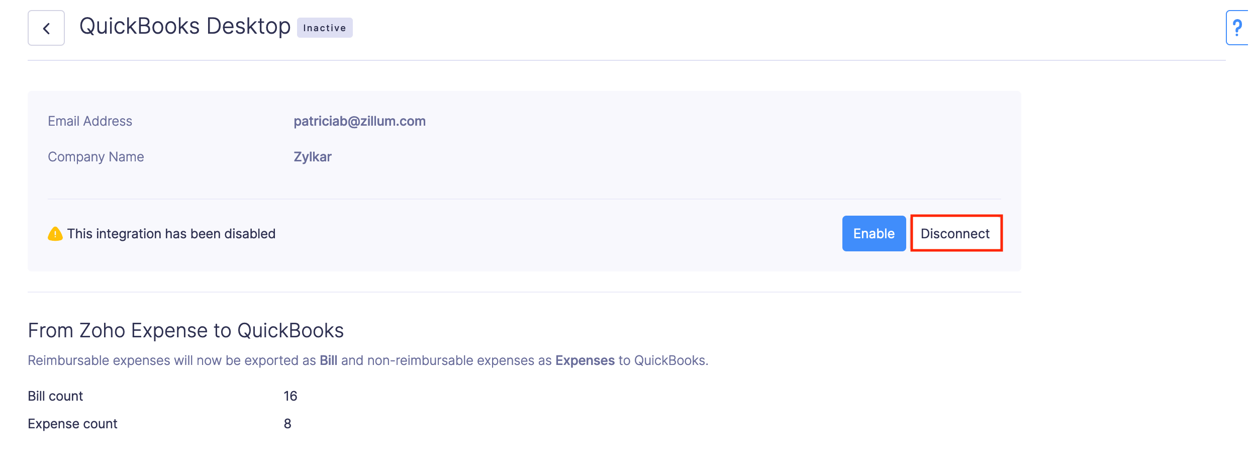 Disconnect the Integration