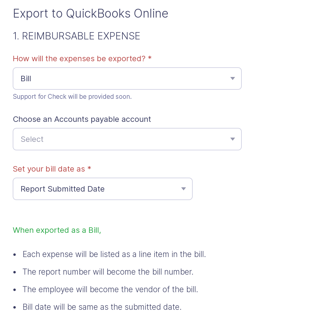 Export to QuickBooks Online