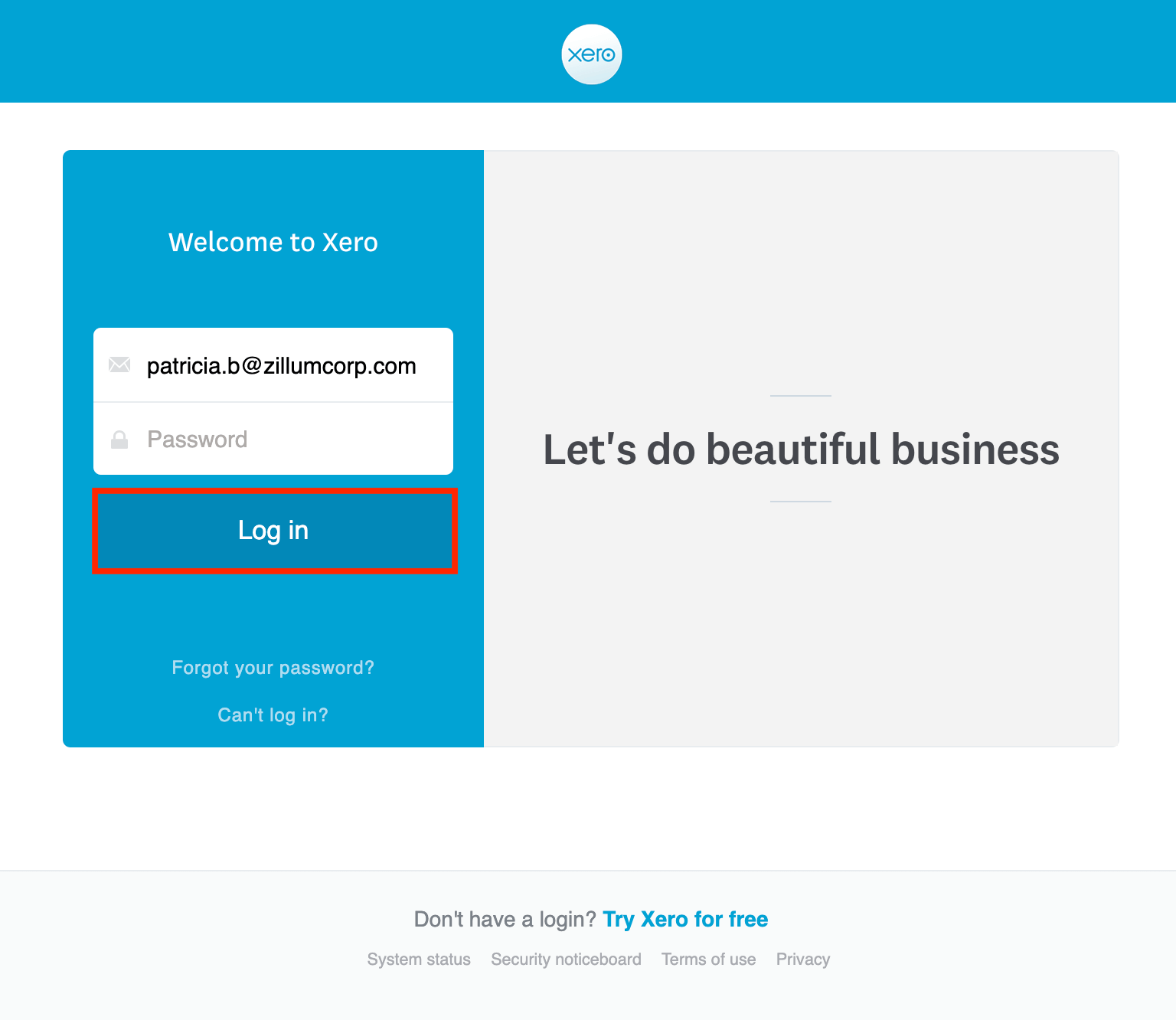 Login to Xero