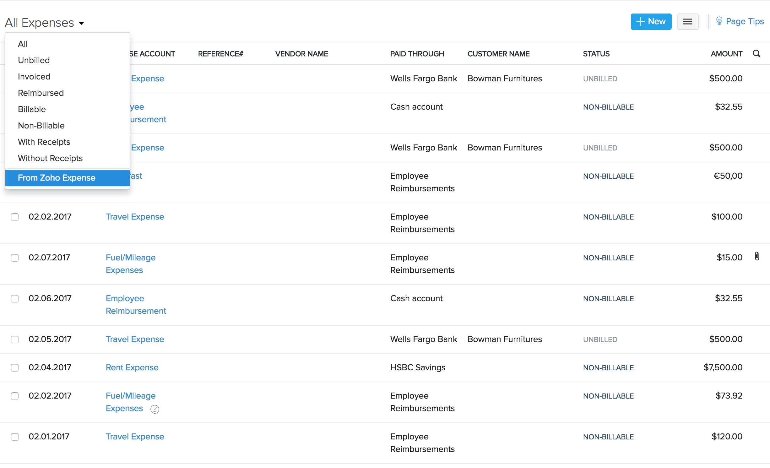 View Expenses in Books