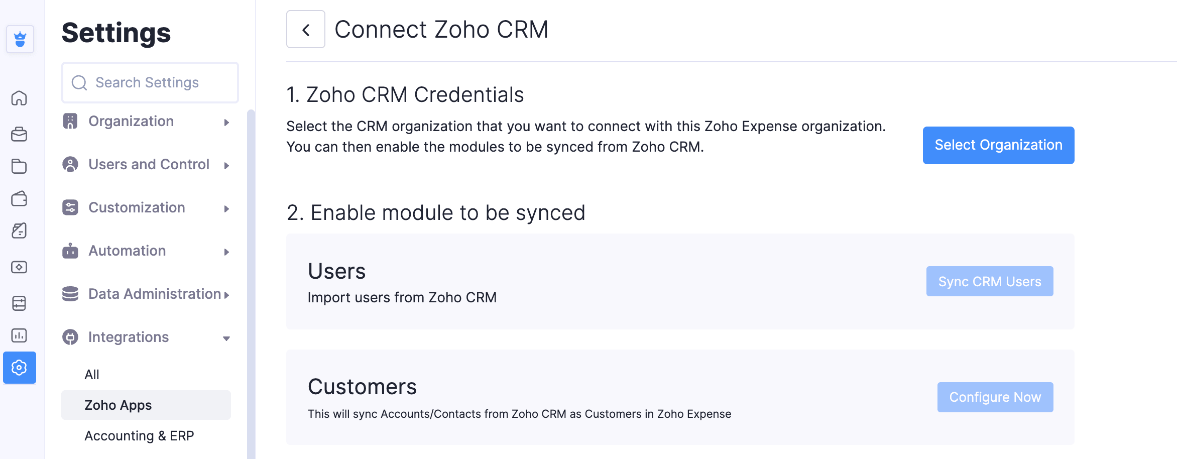 Connect Zoho CRM
