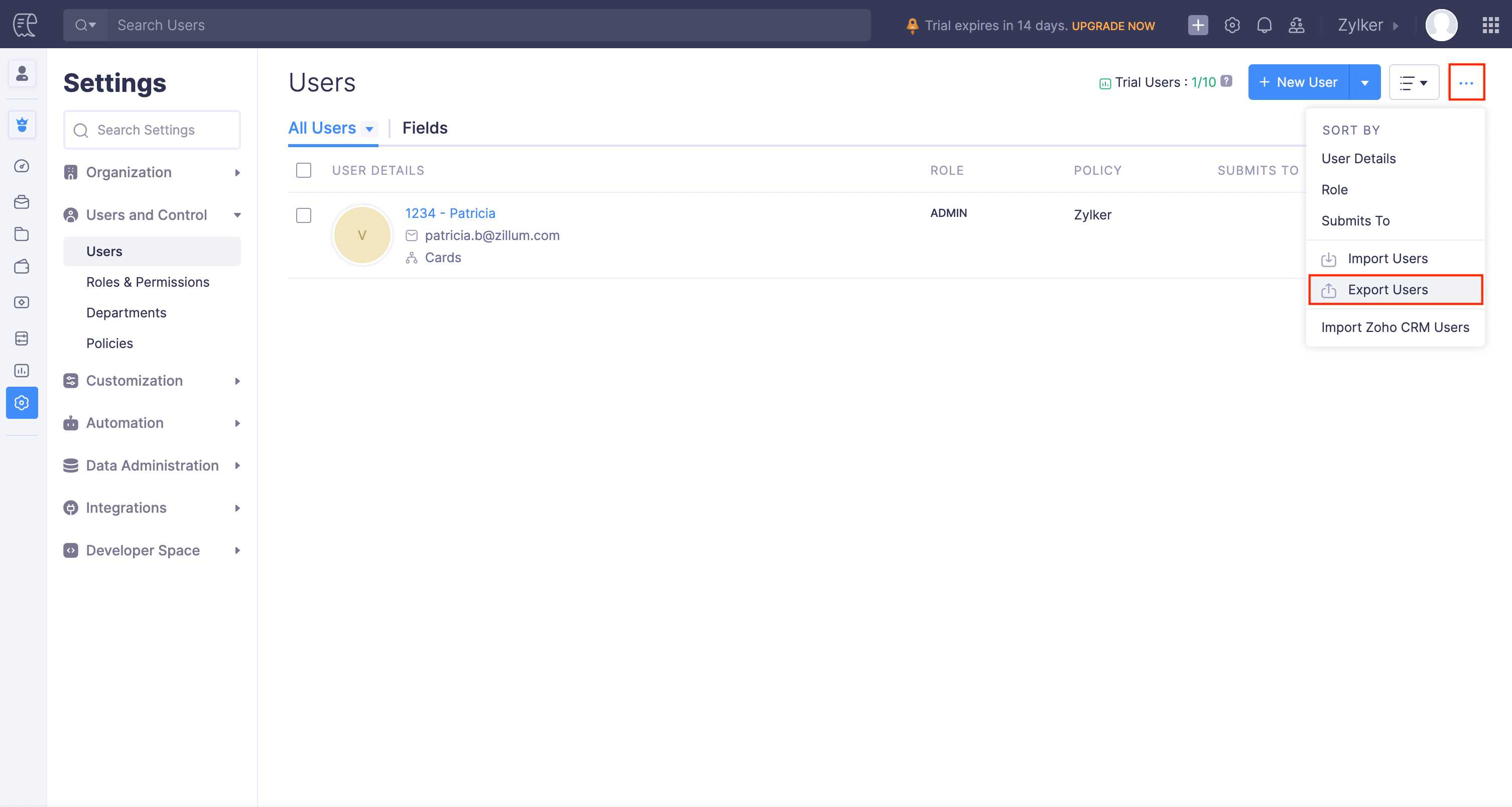 Add Users from Zoho Expense to Zoho Payroll