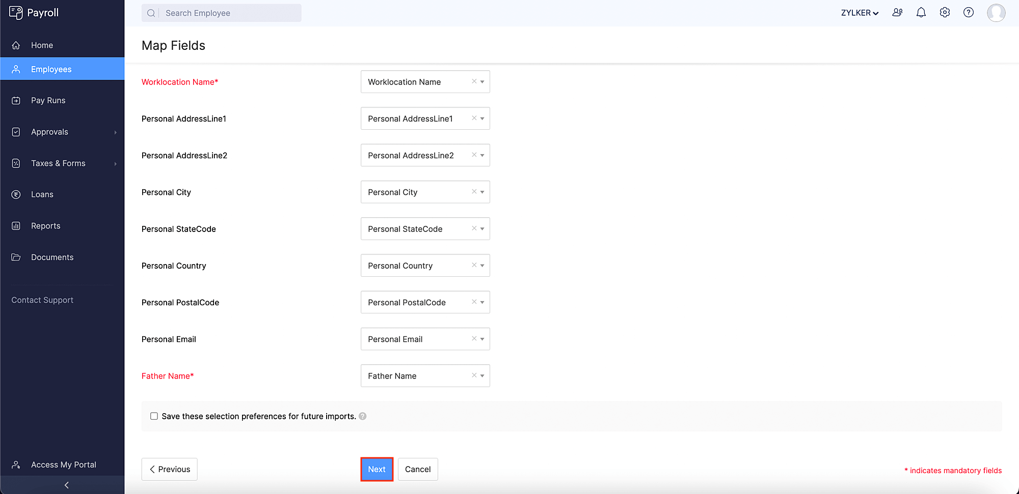 Add Users from Zoho Expense to Zoho Payroll