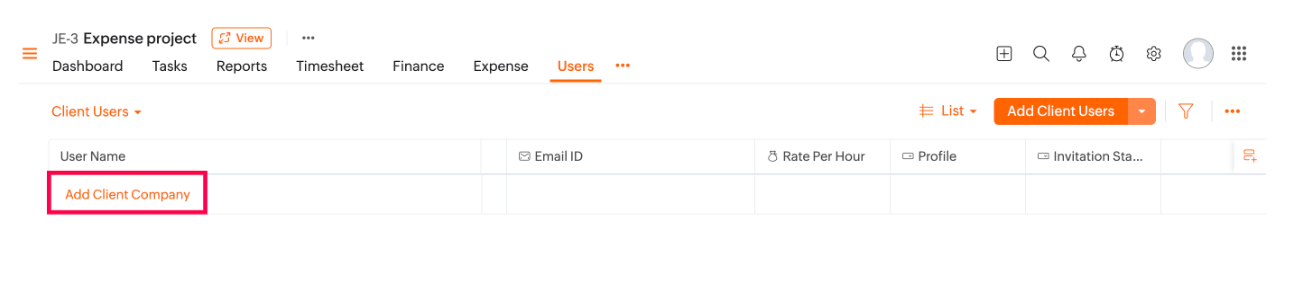 Add Client Company to a Project