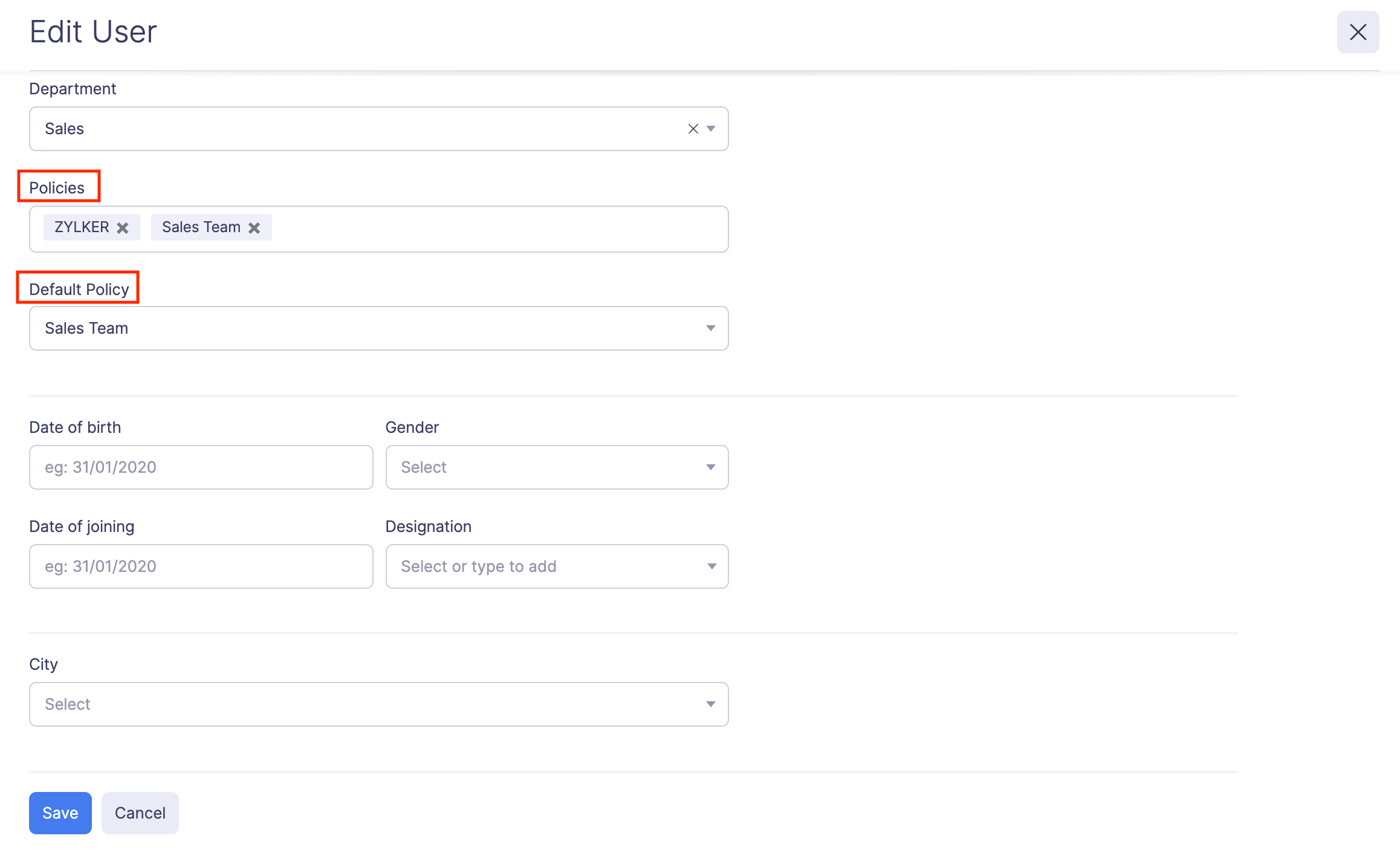 Associate Policy With a User
