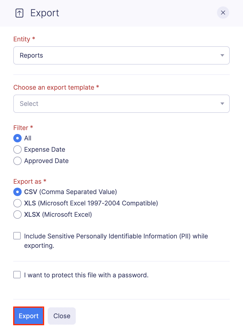 Export All Users' Reports