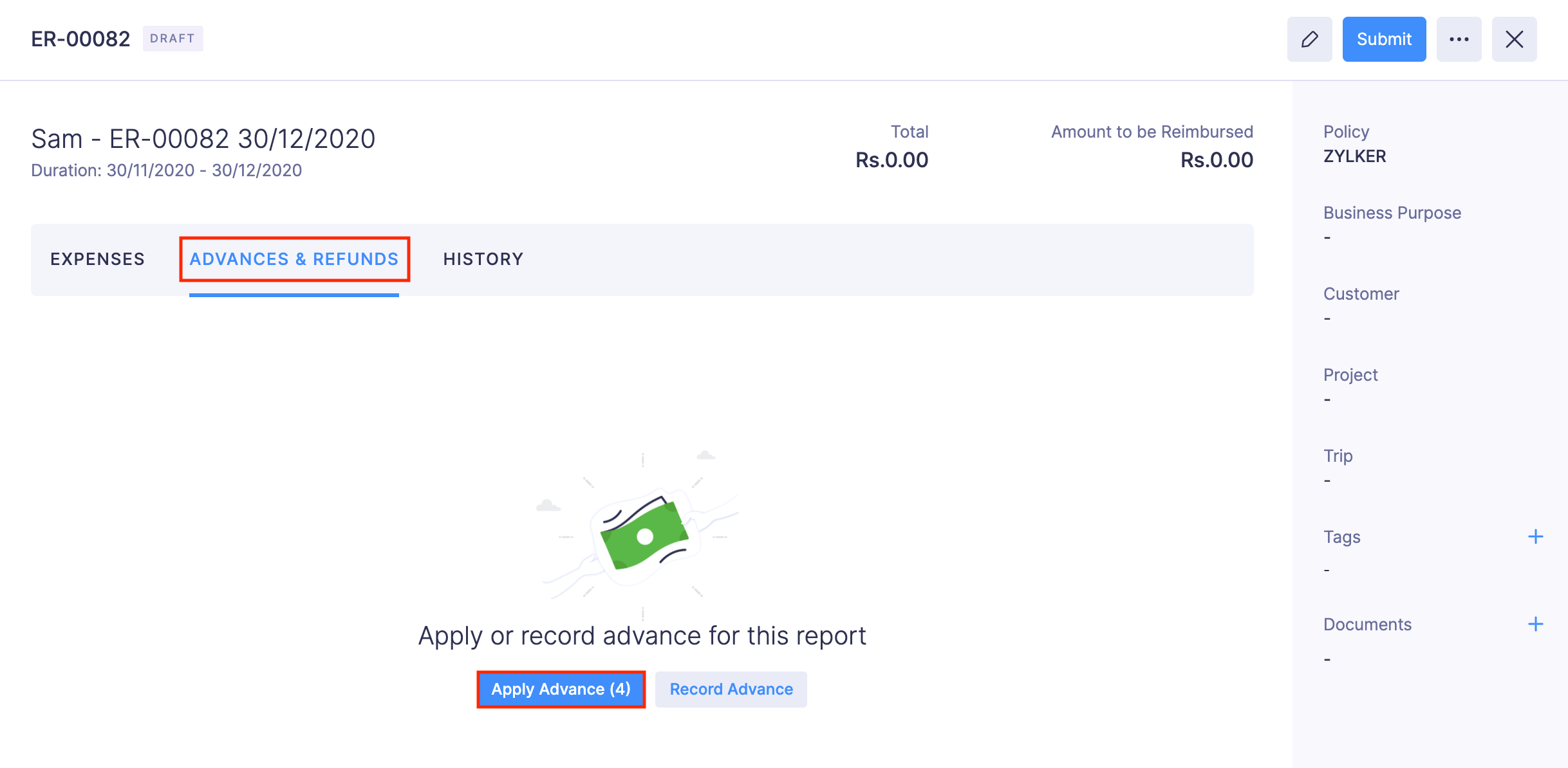 Apply Advances in Reports