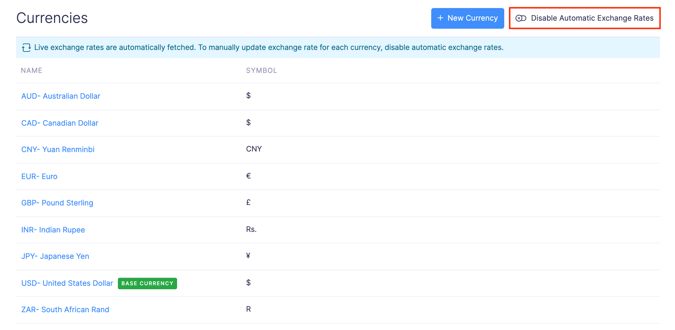 Add an Exchange Rate