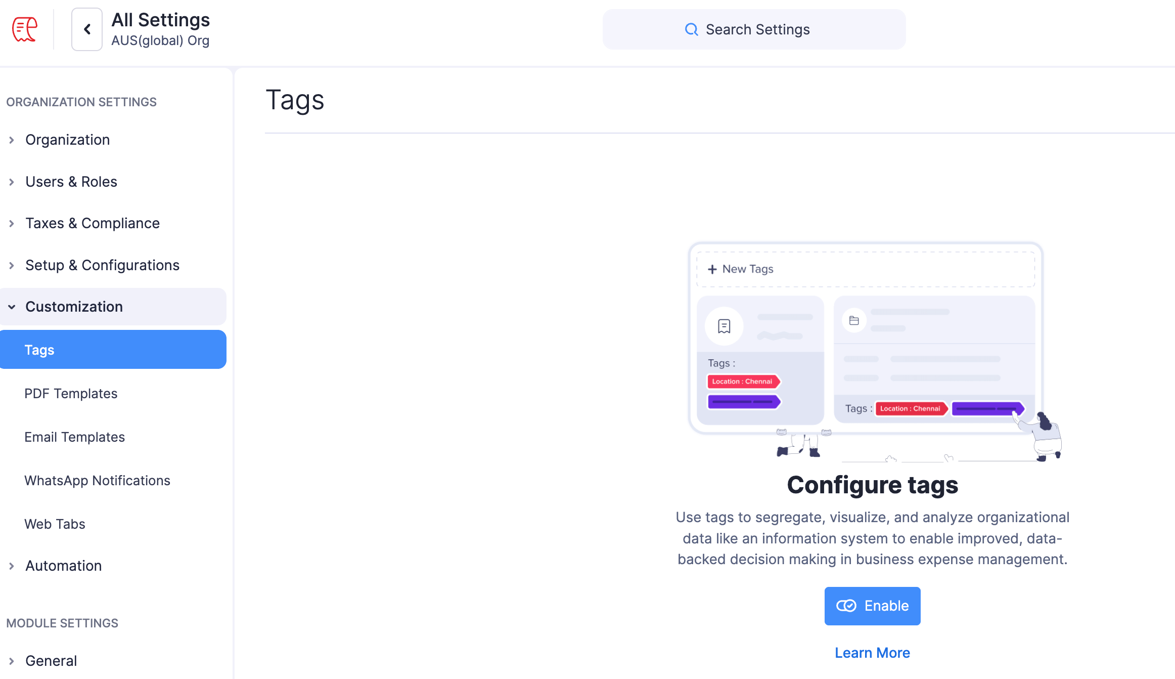 Enabling Tags and Configuring Preferences