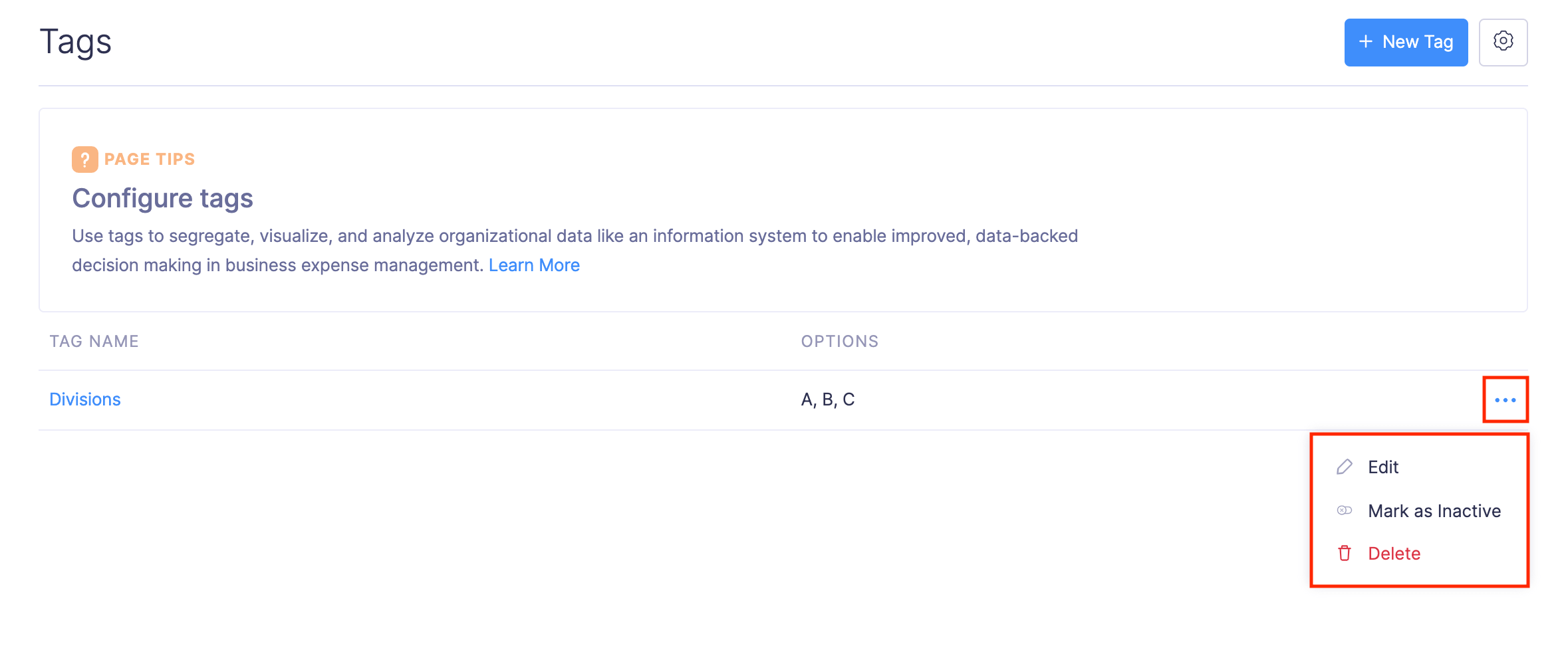 Edit, Delete, and Mark Tags as Inactive