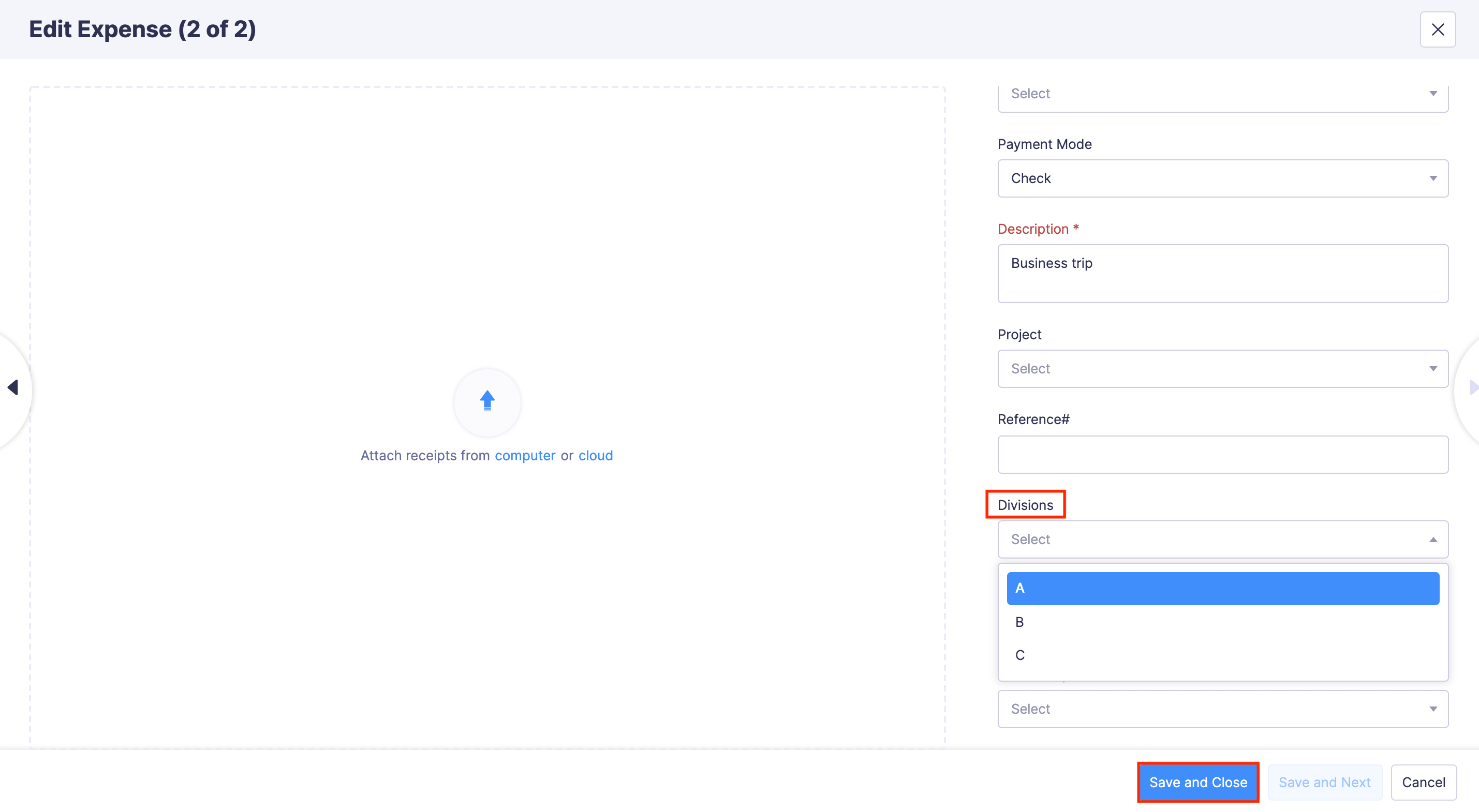 Associating Tags to Expenses