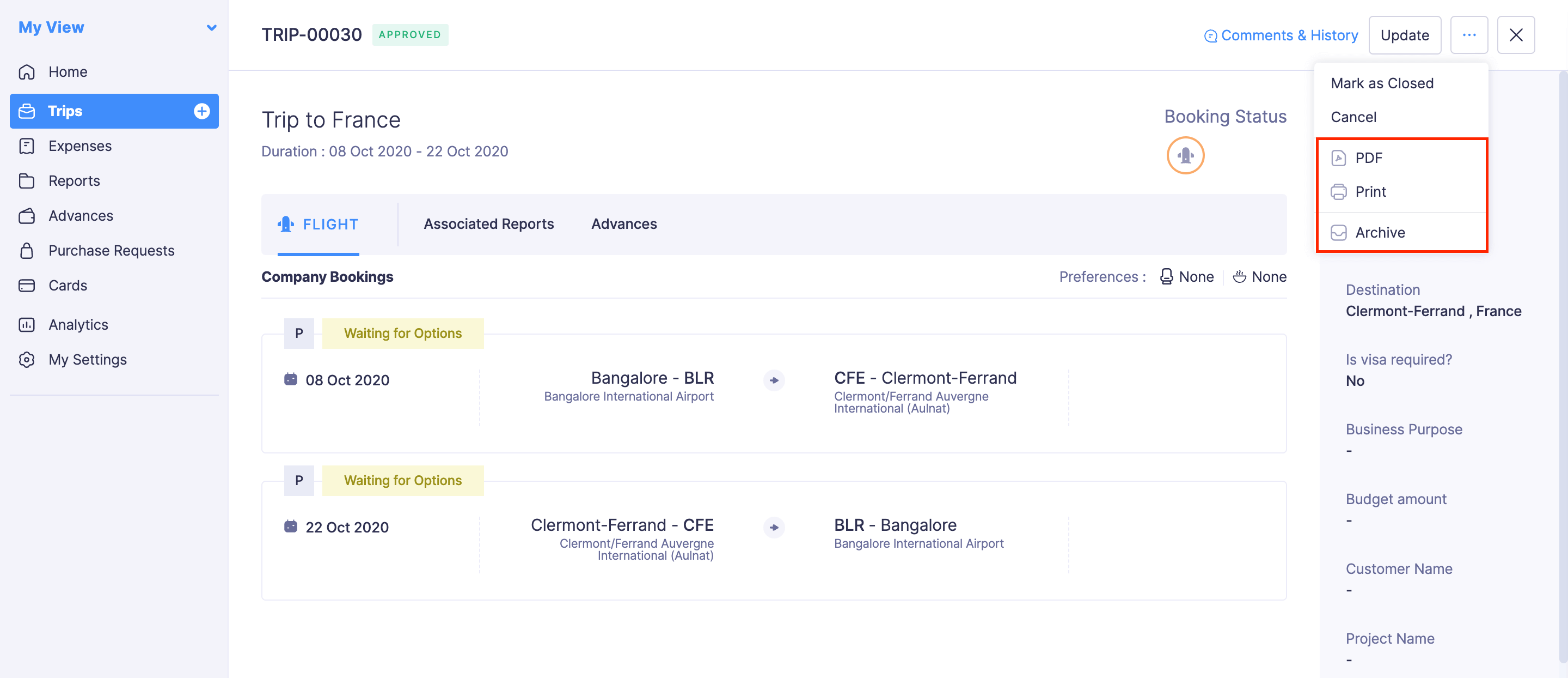 Print and Archive Trips