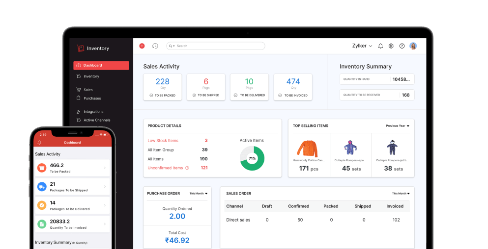 Zoho Inventory Dashboard
