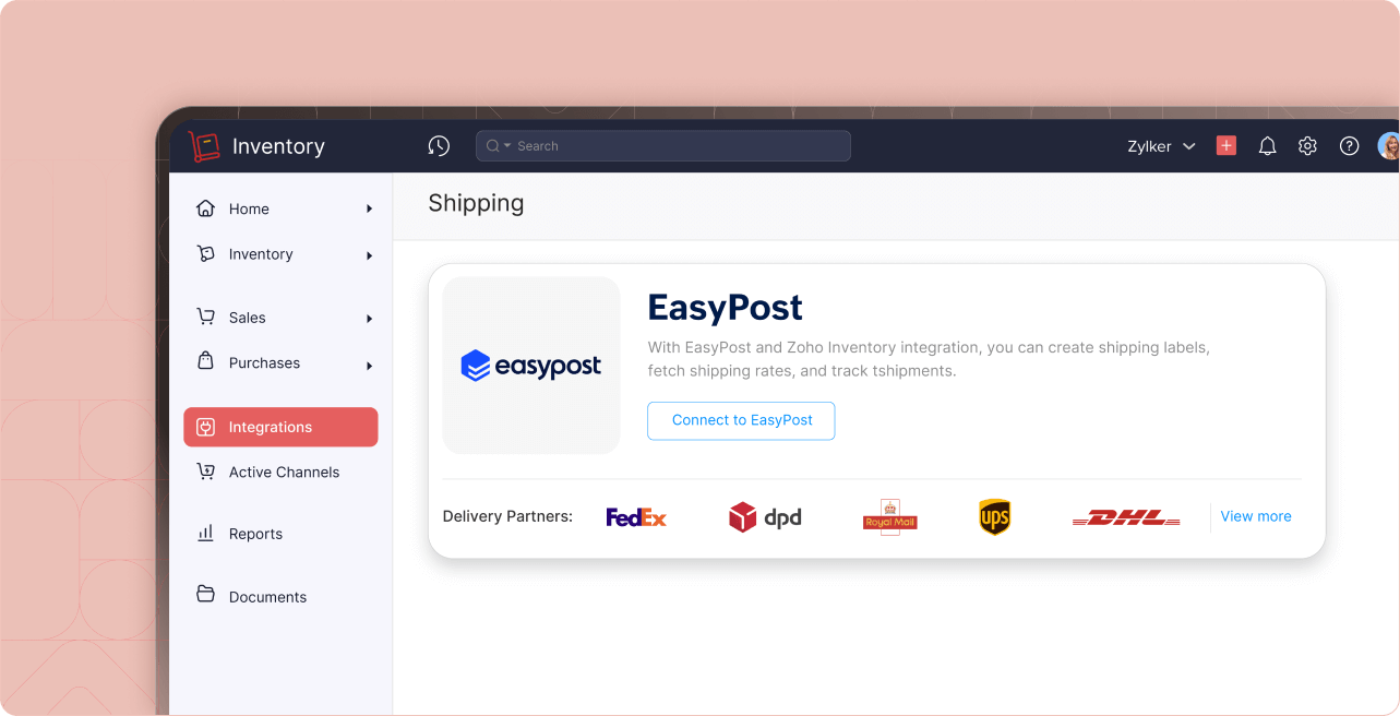 Dashboard - Easypost | Zoho Inventory