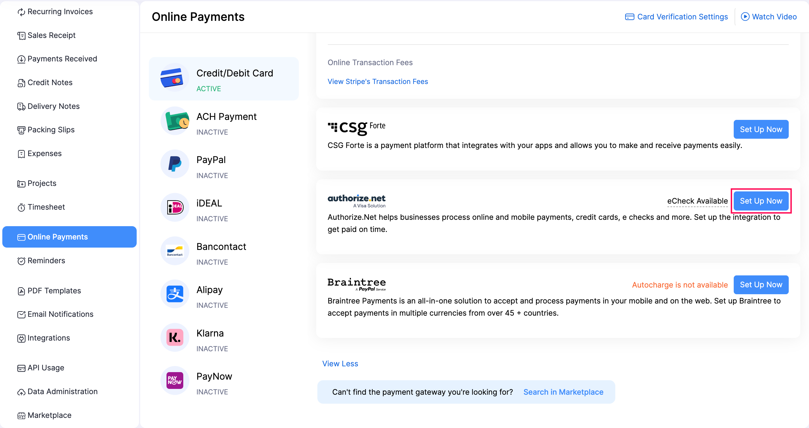 Set Up Authorize.Net