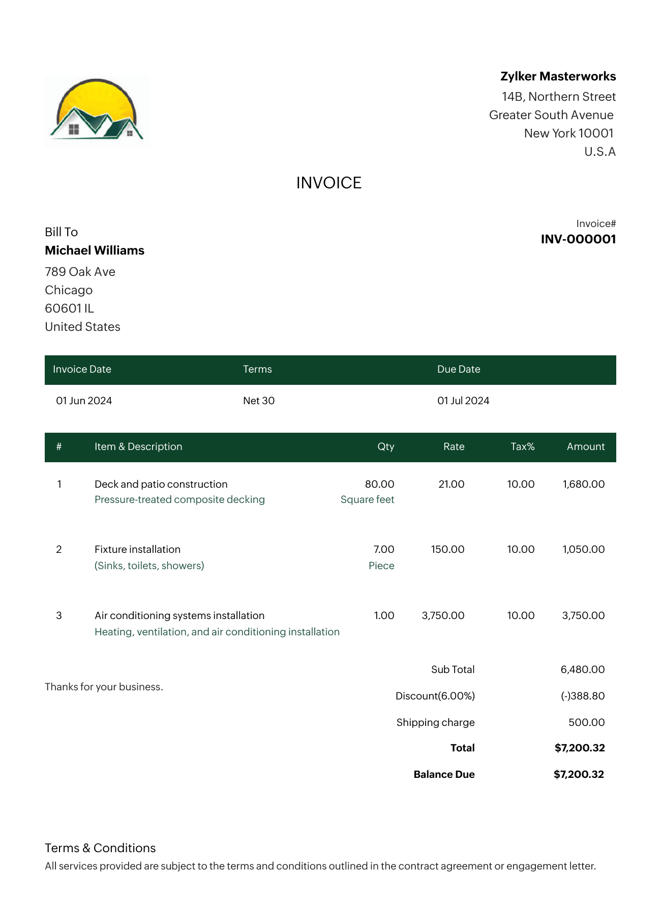 Construction Invoice Template