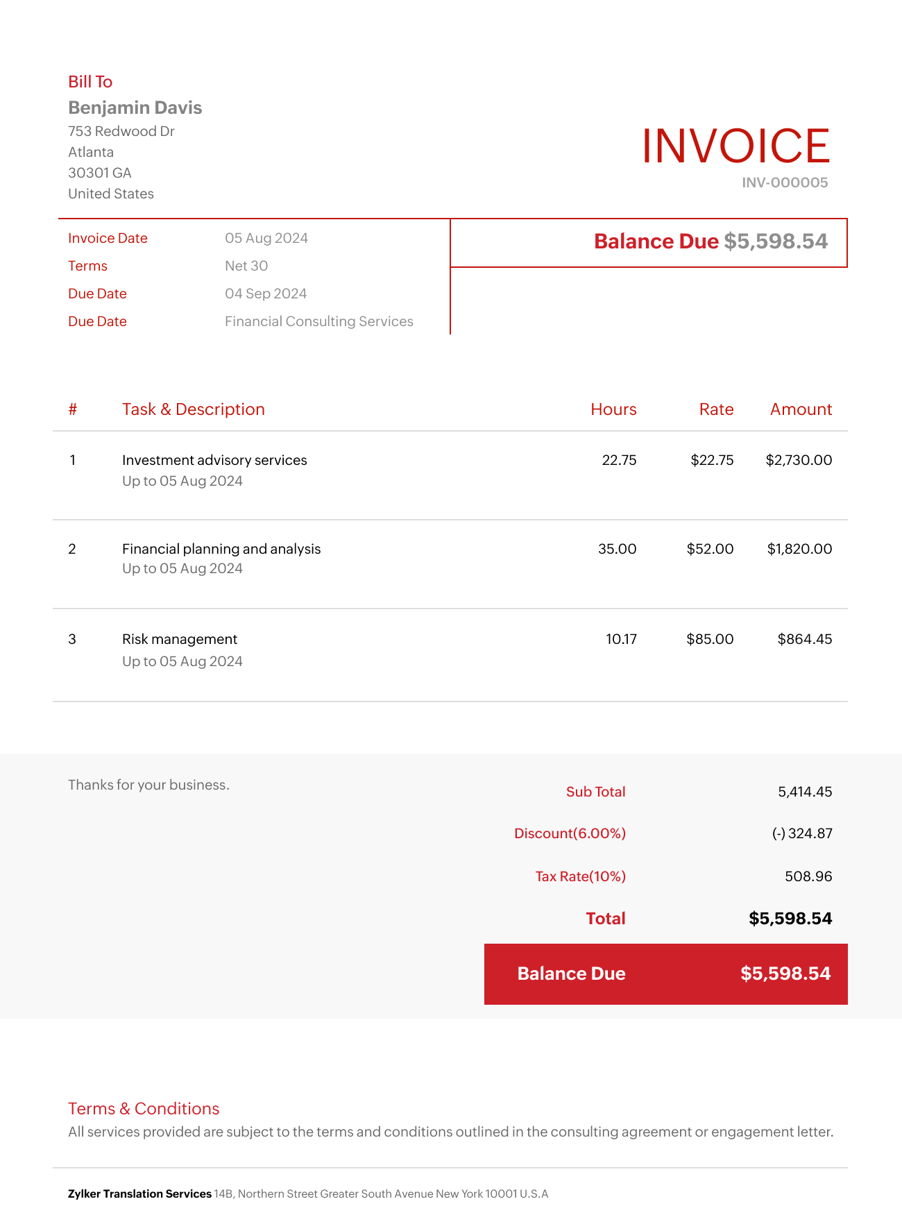 Consulting Invoice Template